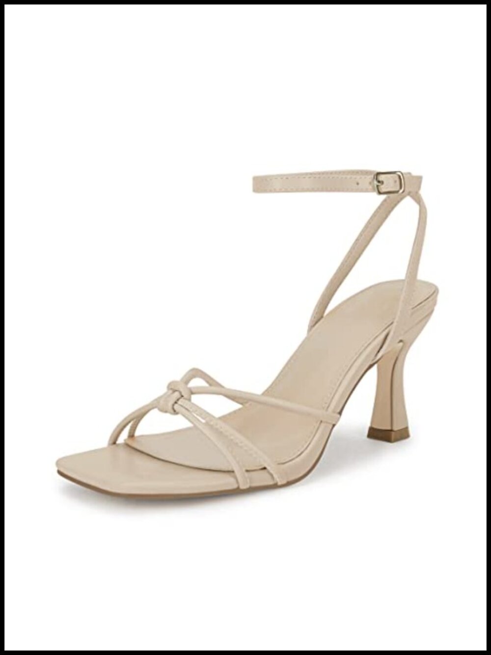 Women's Square Toe Heeled Sandals Stiletto Kitten Heel Ankle Strap Slingback
